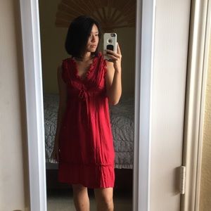 RESERVED Vintage red frilly hippie dress size m